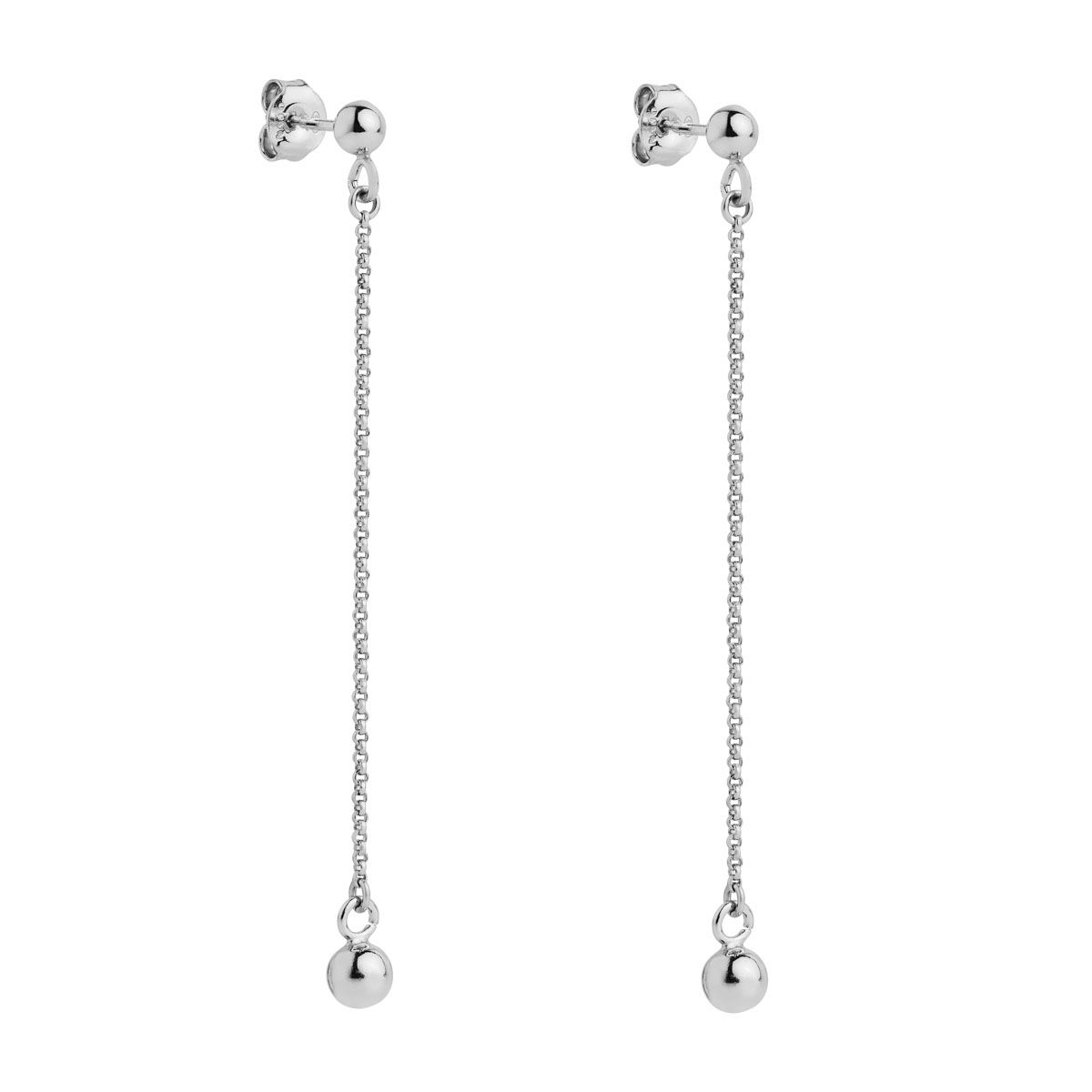 5x70mm, silver 5mm ball on end of fine chain, with stud fitting, antitarnish E7250