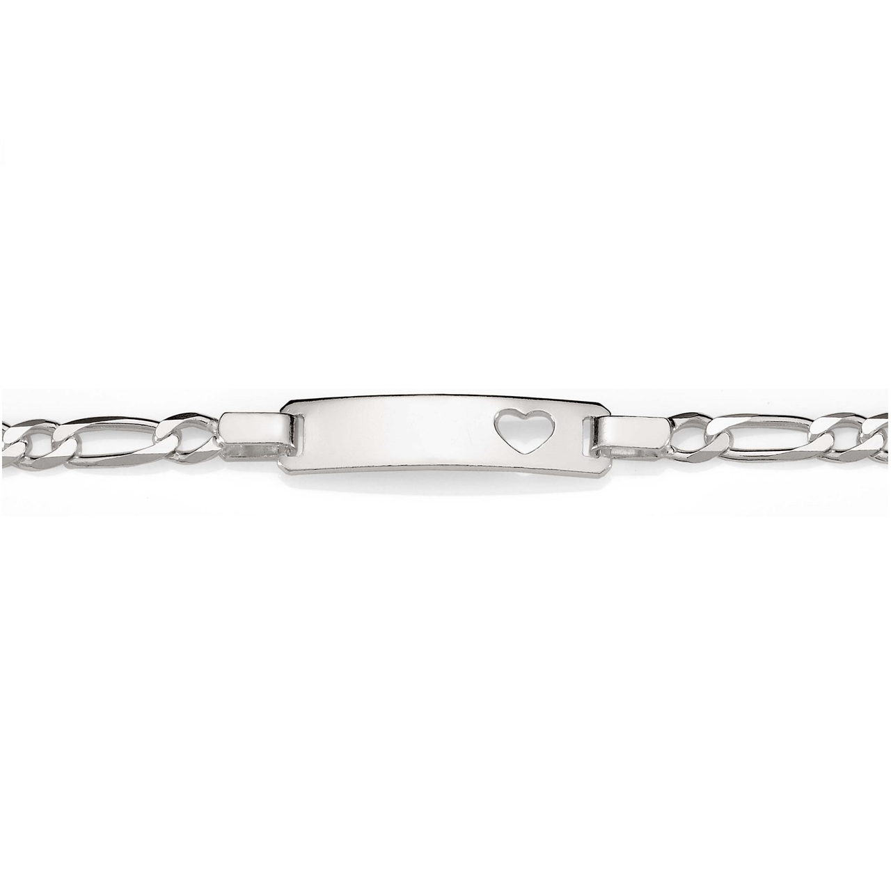 MP1646 SS 1:3 figaro ID bracelet with heart cut out AG00296