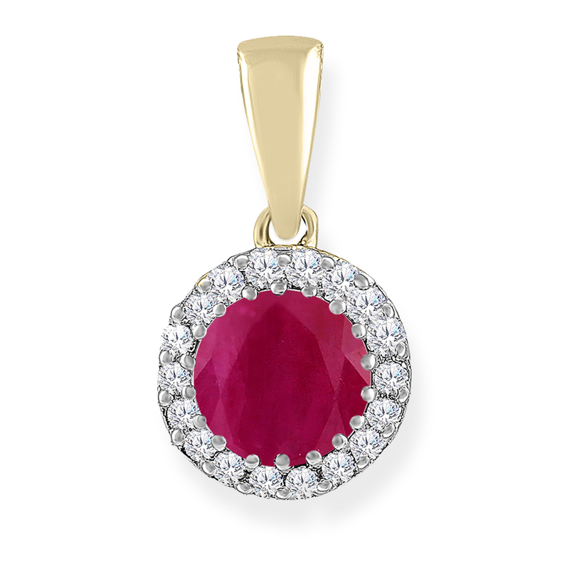 9K YLW GOLD 0.03CT HI I1 DIA RUBY PNDT IGP-15551RB-Y