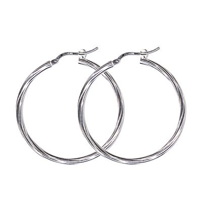 SS ITALIAN TWIST HOOP EARRINGS HET230