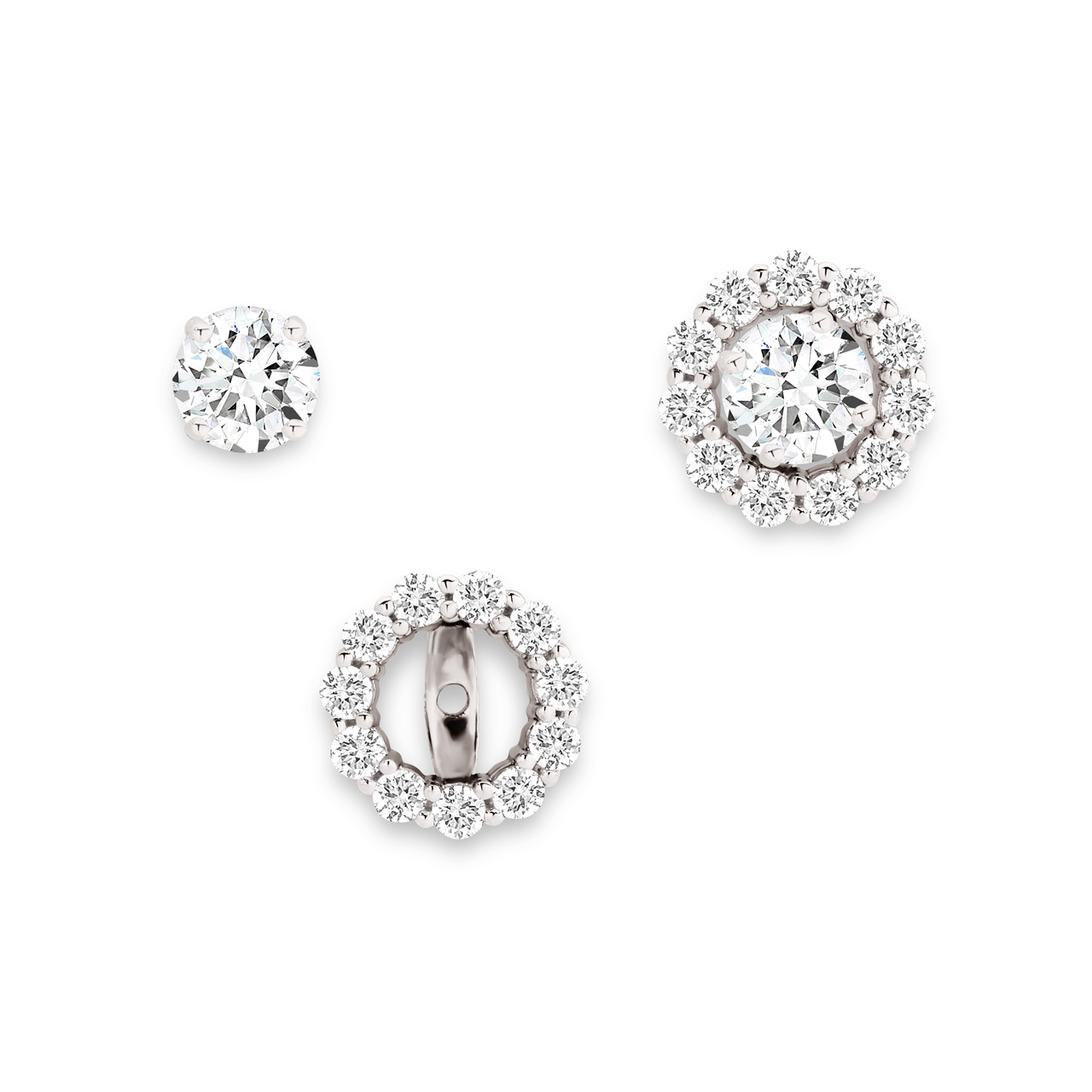 9W 4 claw CZ studs with removable jacket to make halo AU00418