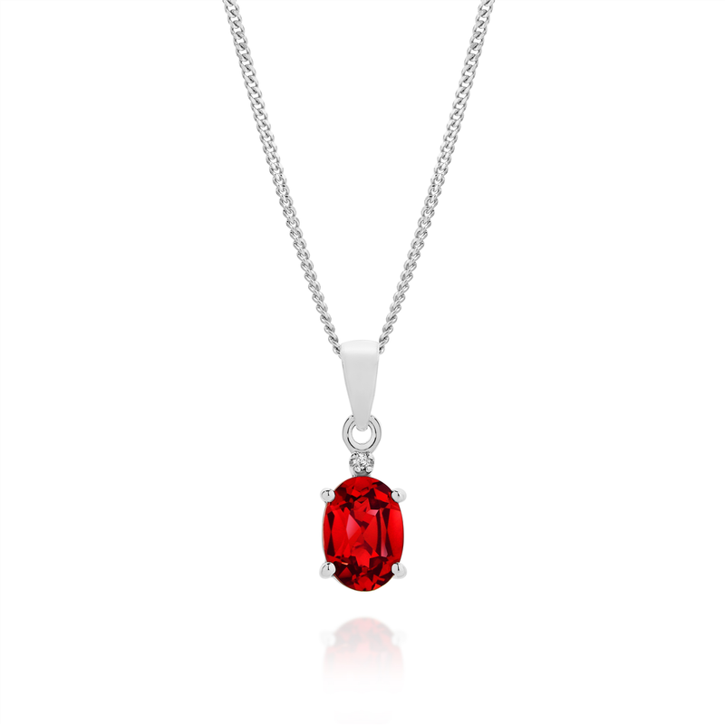Silver cr ruby &amp; diamond pendant