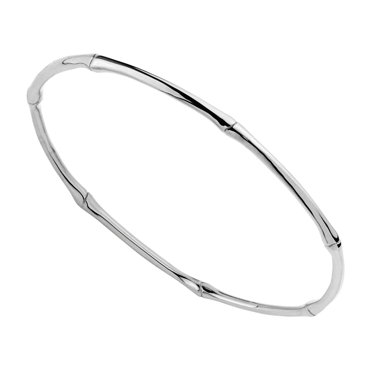 3mm wide solid silver bamboo bangle, 65mm, antitarnish B6735