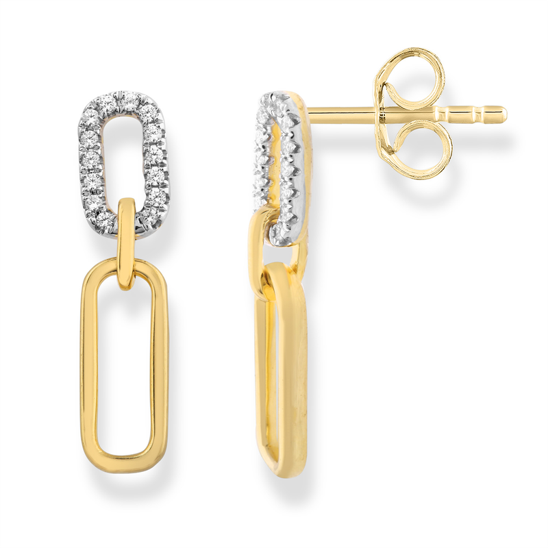 9K YLW GOLD 0.10CT HI I1 DIAMOND stud dangle E/R E-17338-010-Y