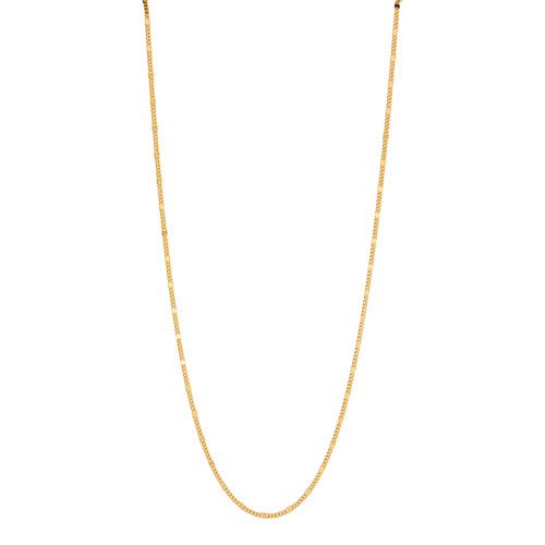 1.4mm curb   mirror link yellow gold (14k 2mc) plated silver chain necklace, 60cm, antitarnish N6990-60