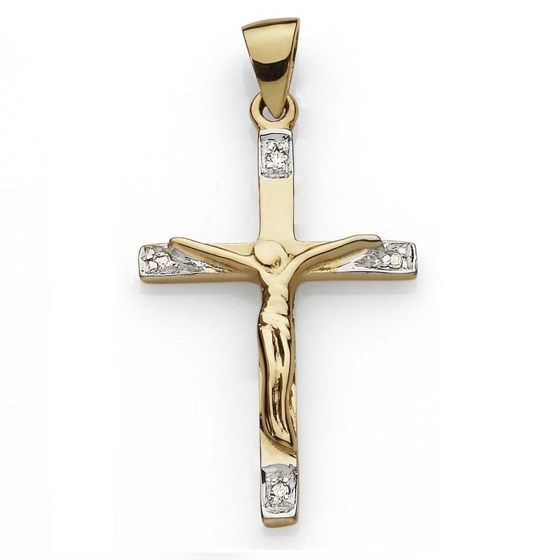 9Y diamond set crucifix pendant AU00242
