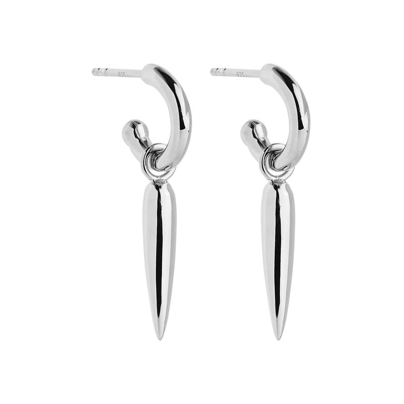 4x30mm, silver chilli charm hanging from 2x12mm stud hoop earring, antitarnish E6719