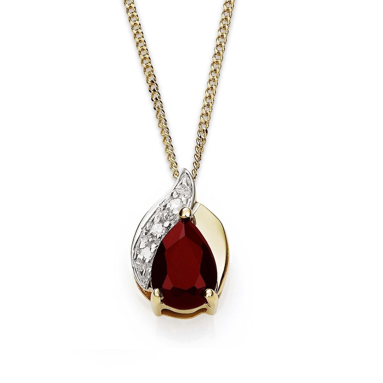 MP3283 9Y garnet and diamond flame slider pendant AU00354