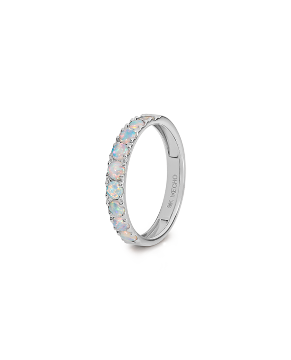 Milky Way Stacking Ring - S/S light solid 3mm x 9 opal ring OR007SS
