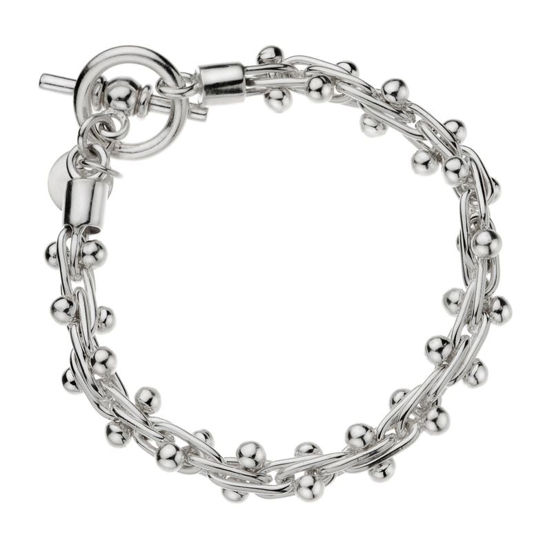 10mm silver spratling bracelet 19cm with t-bar B0245