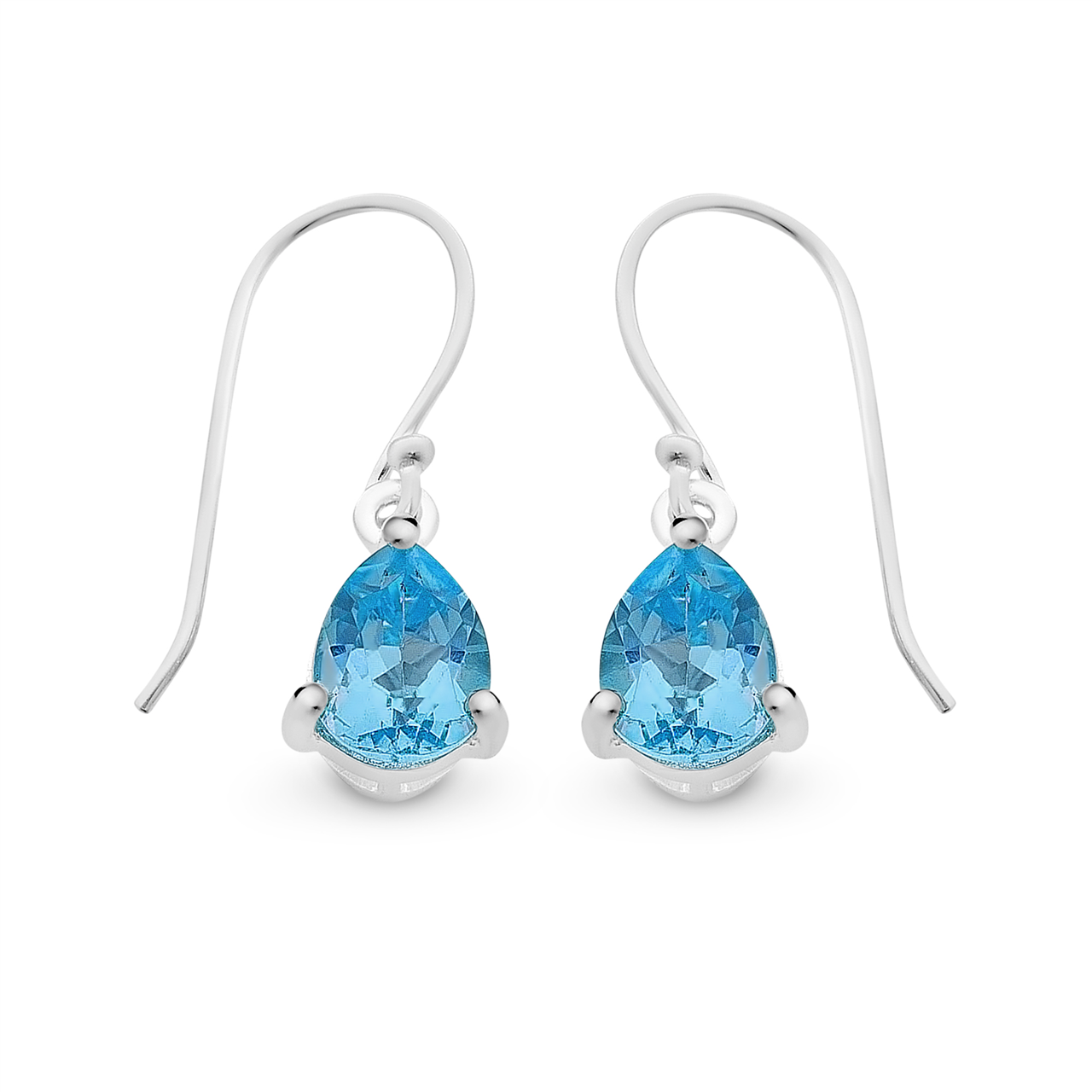 Sterling Silver Blue Topaz Drop Earrings M2986