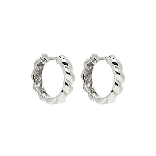 4x16mm twist pattern round silver huggie earring, antitarnish E6517
