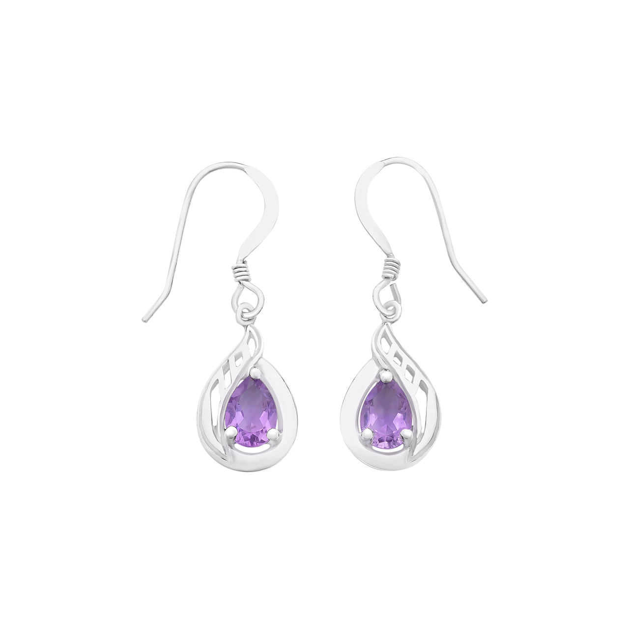 Sterling Silver Amethyst Drop Earrings M3085