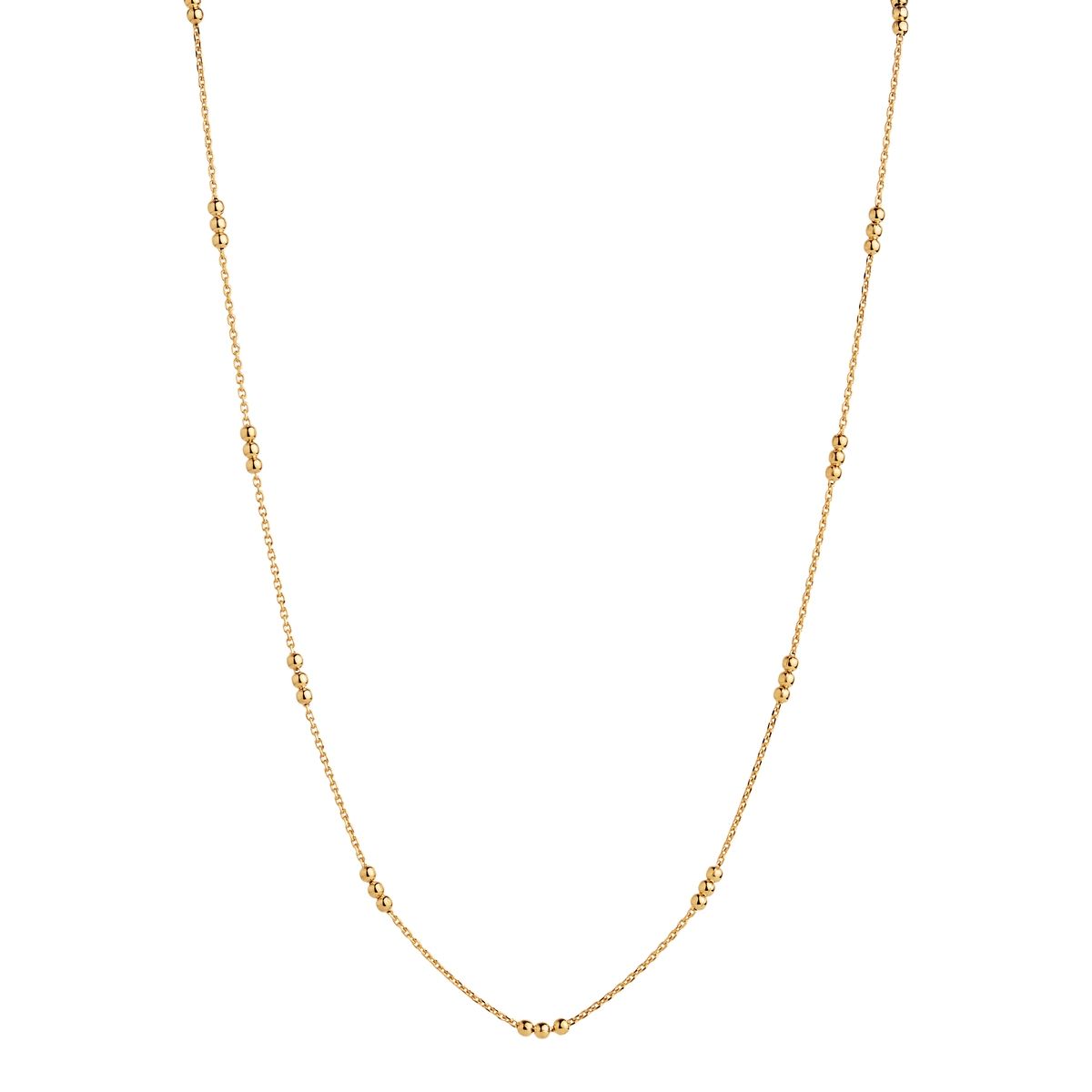 1mm di/cut yellow gold (14k 2mc) plated silver link chain with stations of 3x2mm beads around, 45cm, (min.qty=2) N6988-45