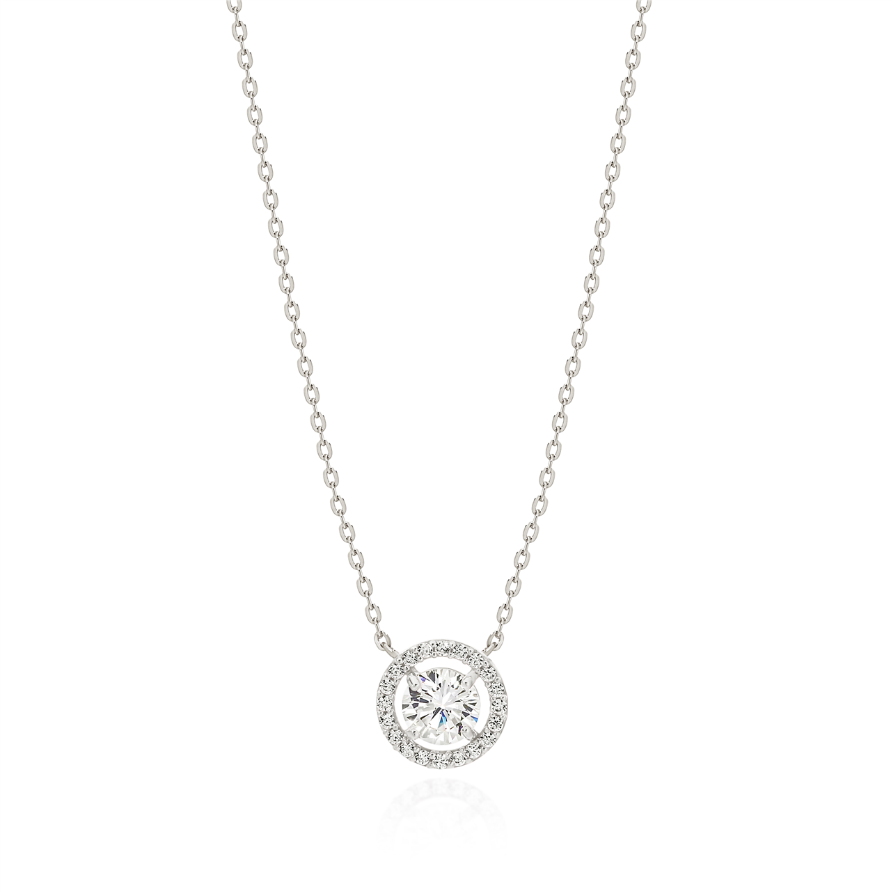 9W round CZ halo necklet 45cm AU01053