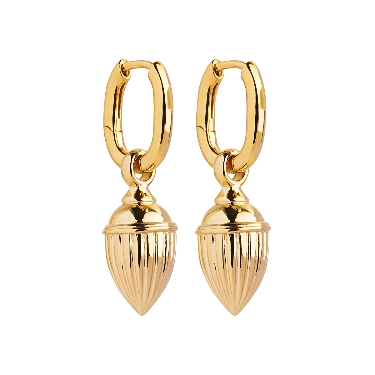NAJO Raya Gold Ridged Pod Huggie Earring Yellow Gold Plated E6733