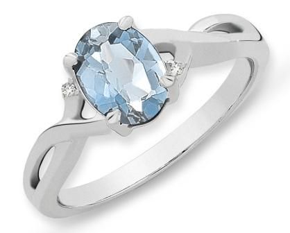 Sterling Silver Blue Topaz &amp; Diamond Ring M2795