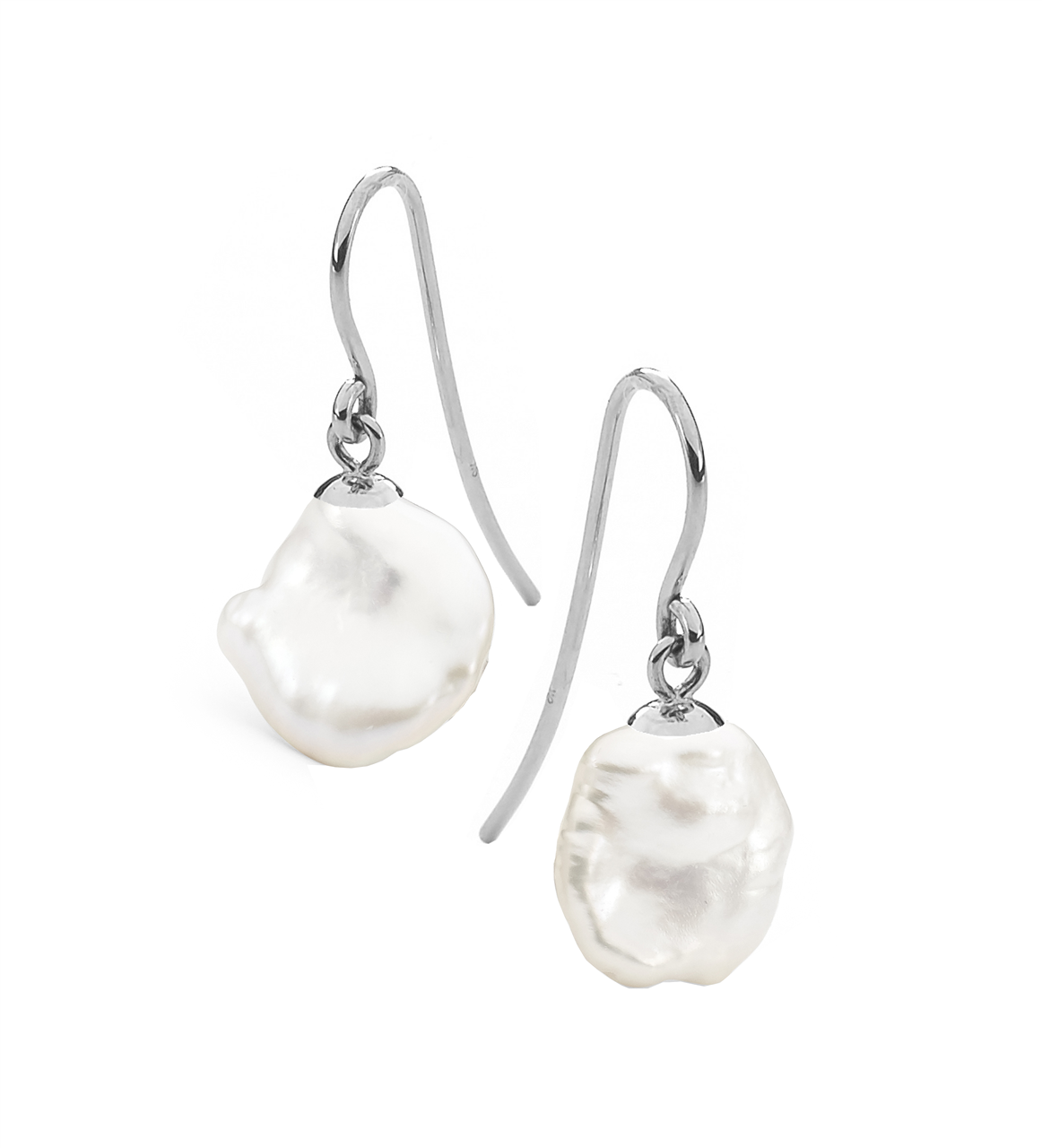 S/S white keshi FWP 12-13mm shep hook e&#39;rings IP19WSSK