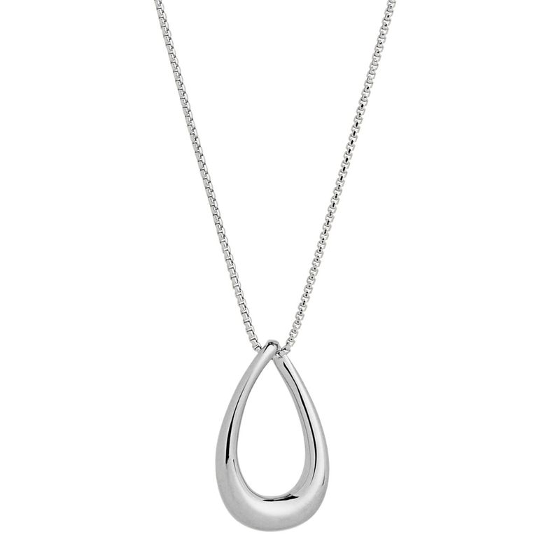 12x20mm silver open teardrop pendant on C0146-45cm 1mm round box chain with 5cm extension N7352