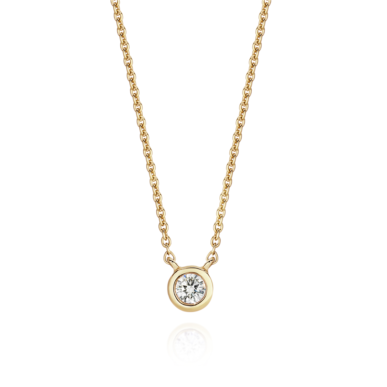 9Y 0.07ct bezel set floating diamond necklace on 45cm chain with extension loop at 42cm (H P1) AU00927