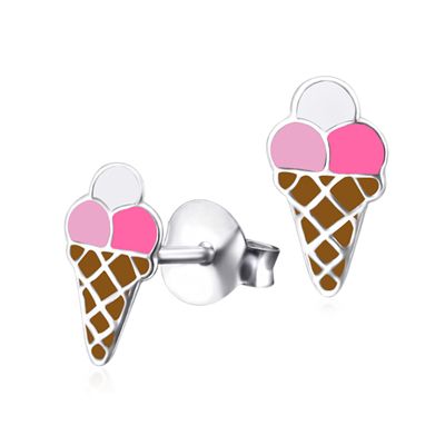 SS ENAMEL ICE CREAM CONE STUD SE1628