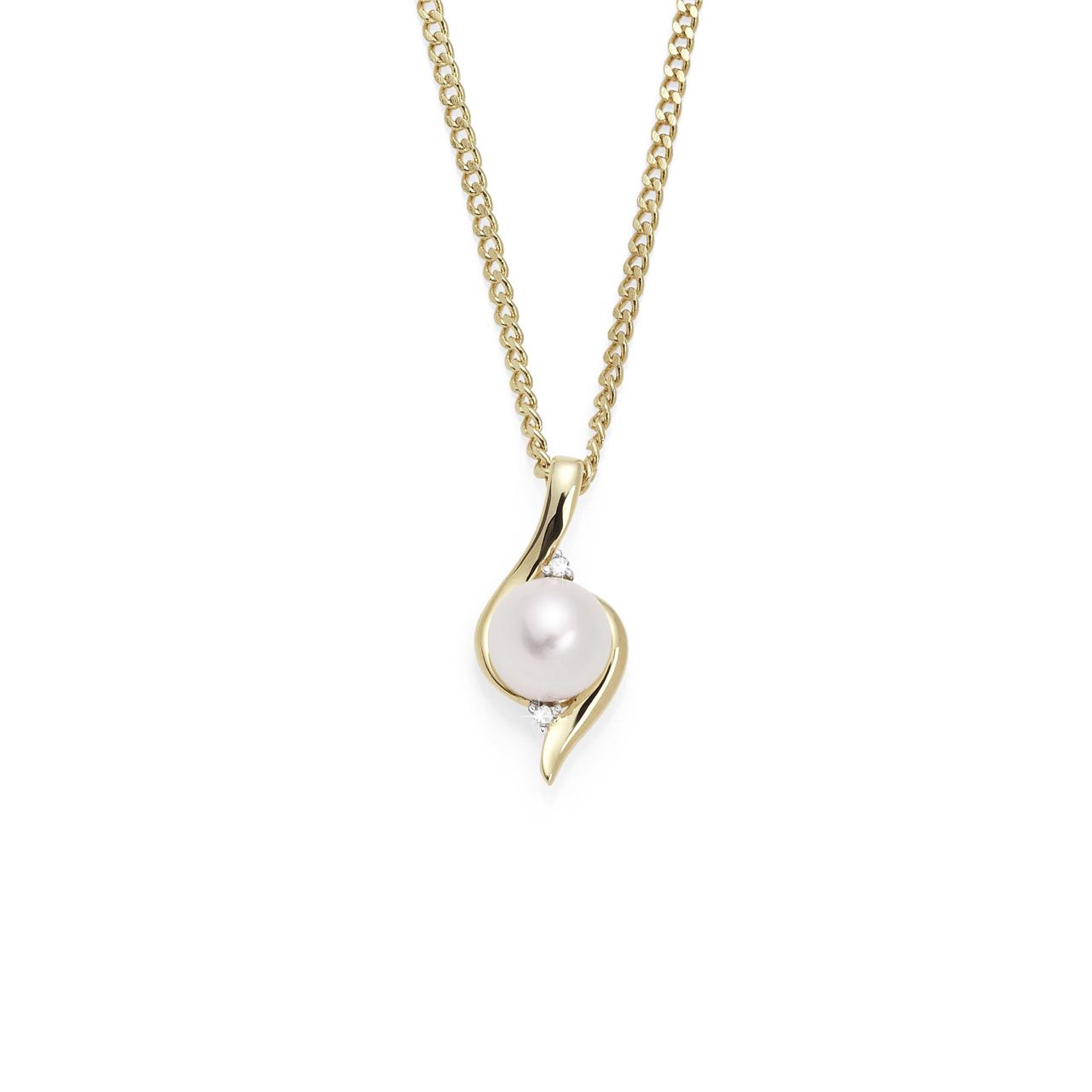 MP3634 9Y white freshwater pearl and diamond slider pendant AU00535