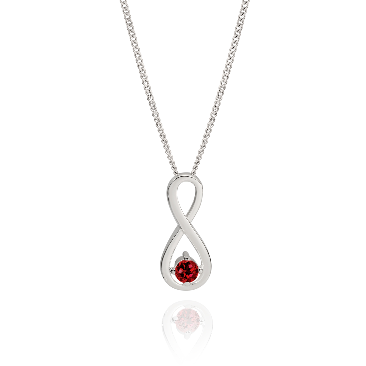 SS claw set ruby red CZ infinity slider pendant AG00788