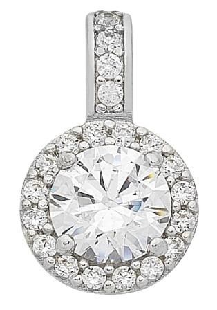 9ct White Gold Cubic Zirconia Pendant M2763