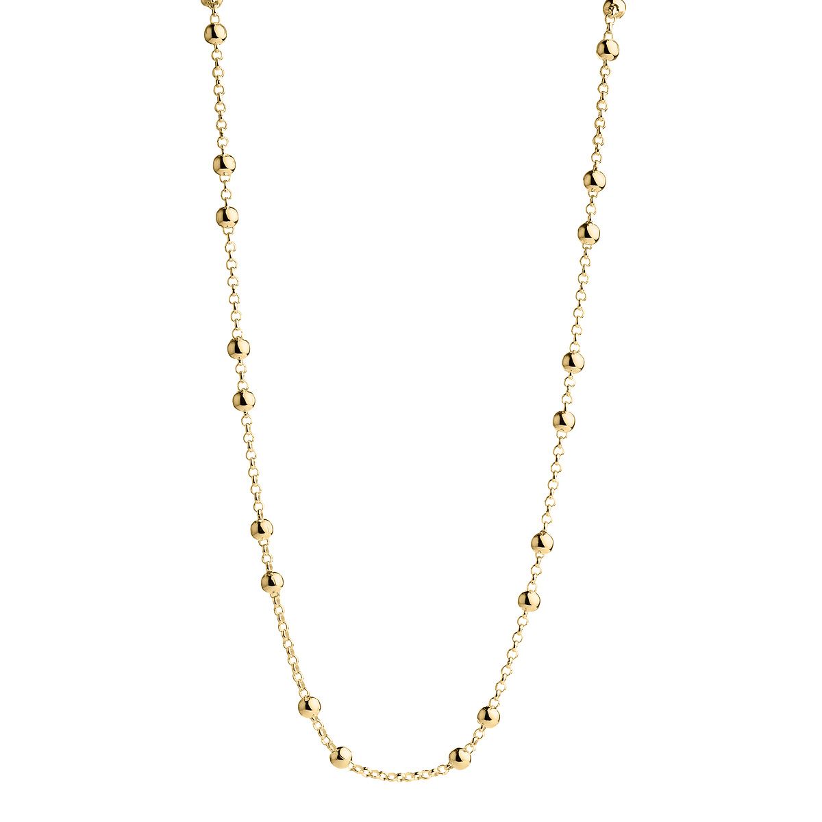 yellow gold (14k 2mc) plated silver1.8mm belcher chain with 4mm balls at intervals, 45cm + 5cm ext,antitarnish N7037-45