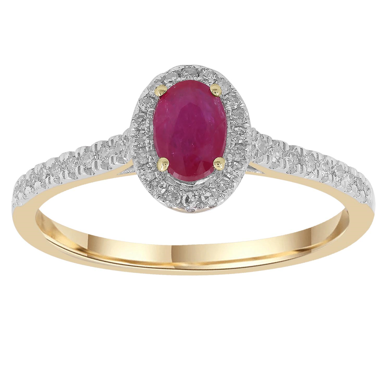 9K YLW GOLD 0.15CT HI I1 DIA RUBY RING R-40764RB-015-Y-P