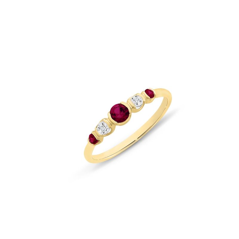 9ct Gold Created Ruby &amp; Diamond Ring M2930
