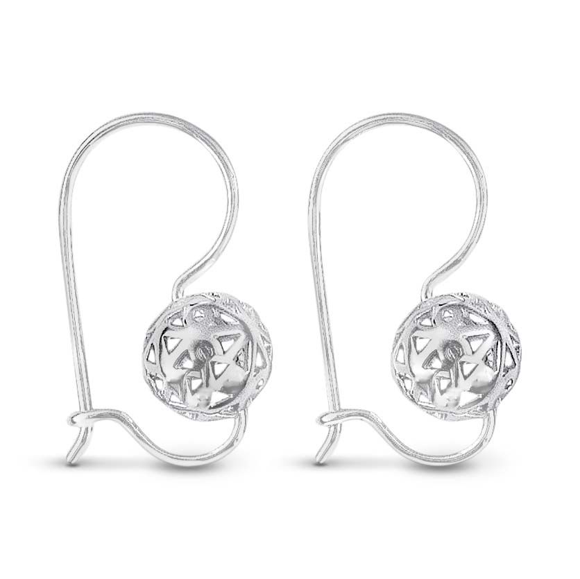 SS 8MM FILIGREE EURO BALL EARRINGS EU8F