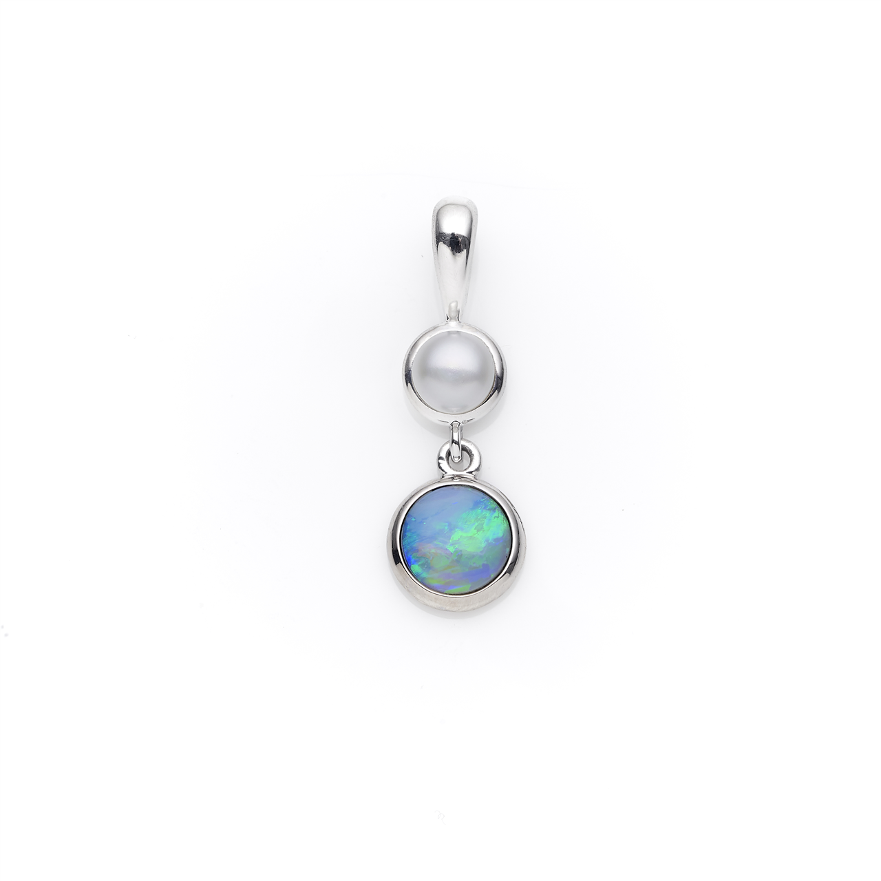 S/S LIGHT SOLID OPAL 6MM   WHITE 4MM FWP PENDANT OP001-SS