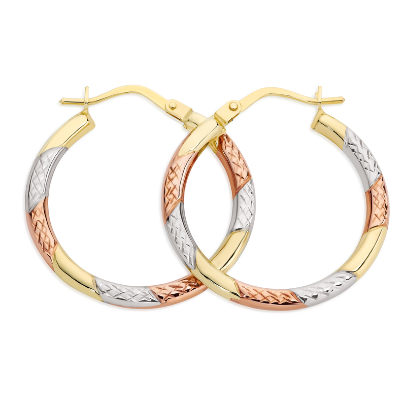 93T 20mm polished diamond cut hoops AU00129