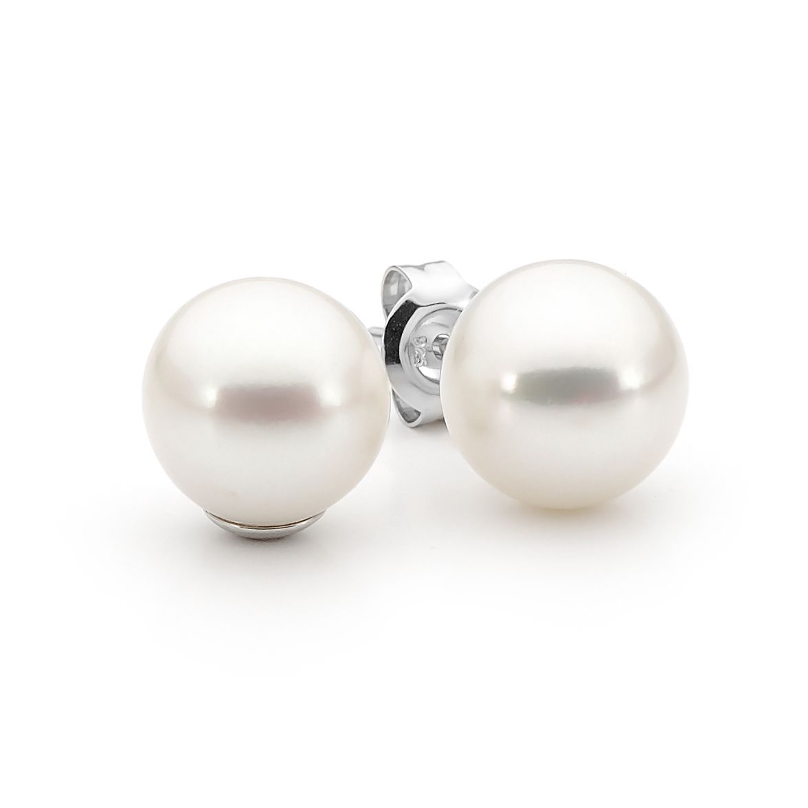 Claire Studs - S/Silver, White, 3-3.5mm