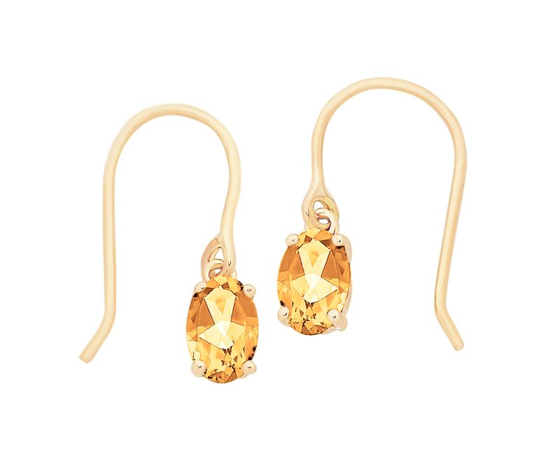 9ct Gold Citrine Drop Earrings M3168