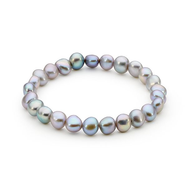 Dyed Grey 7.5- 8.5mm keshi FWP elastic bracelet IP313-BG