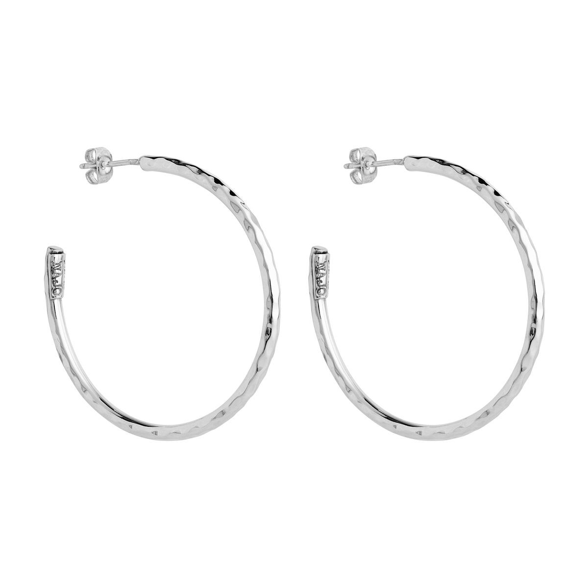 2.5x40mm hollow silver tube hoop earring with post   butterfly E6994