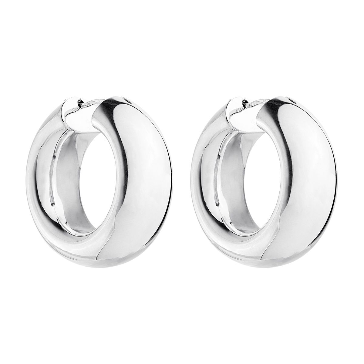 10x30mm chunky, silver, hollow-tube hoop earring with lever clasp, antitarnish E7070
