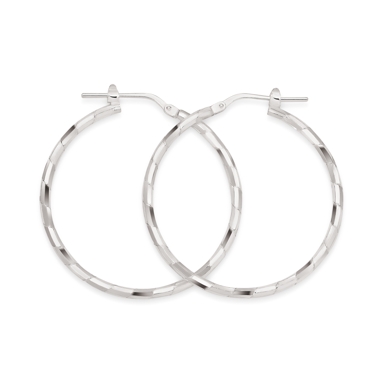 MP1062 SS 30mm 2mm diamond cut hoops AG00172