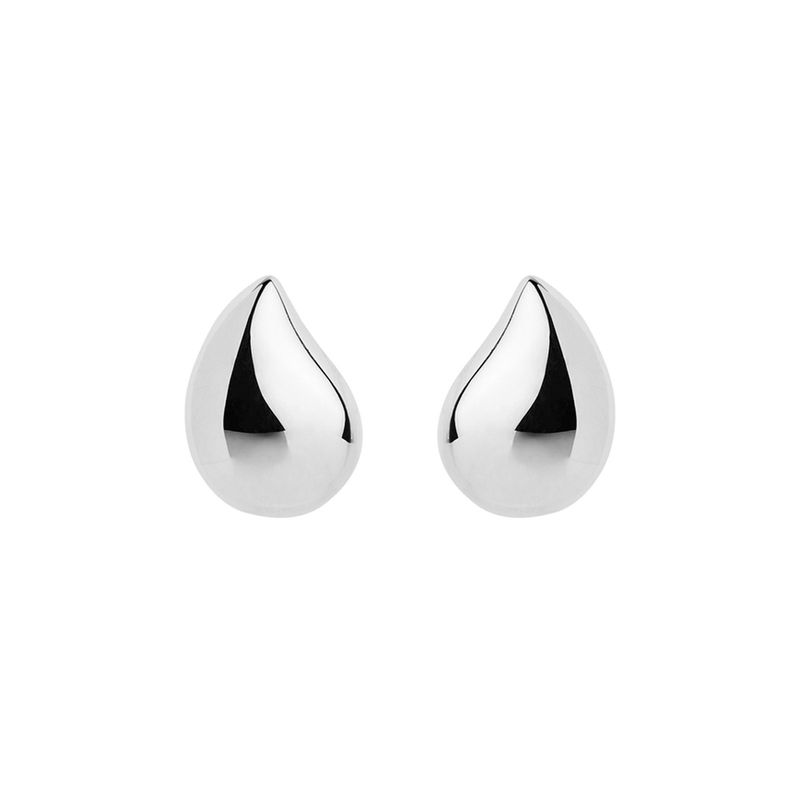 17x23mm puffed silver teardrop stud earring, antitarnish E6921