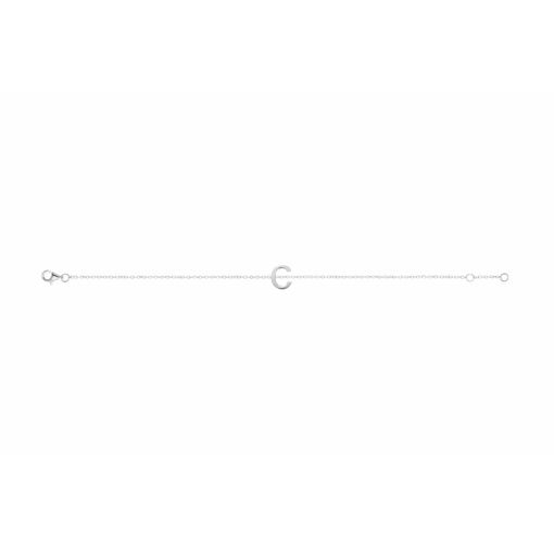 Sterling silver bracelet with petite initial C