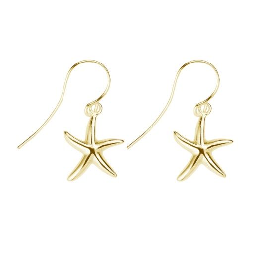 Sterling silver gold plated starfish drop earring