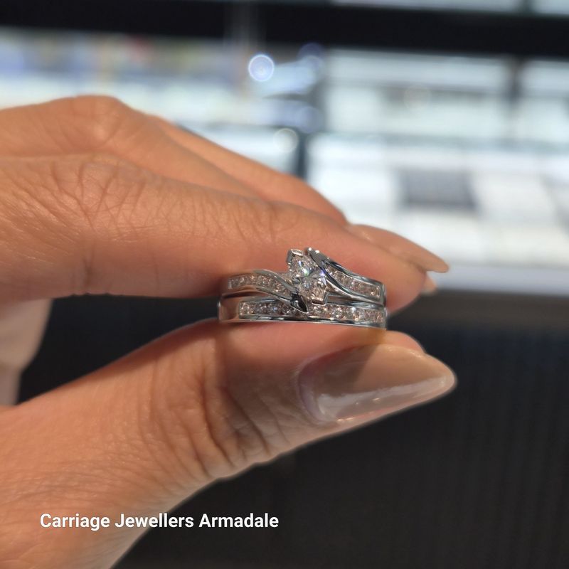 18ct White Gold Marquise Bridal Set