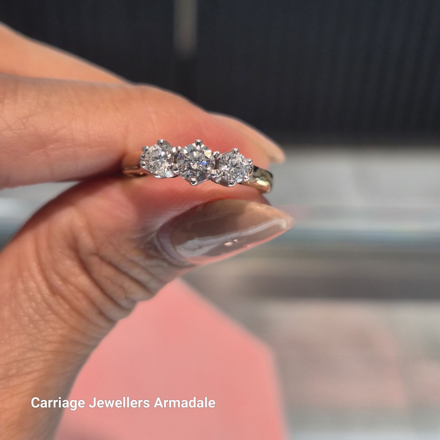 9ct Yellow Gold Diamond Trilogy Ring