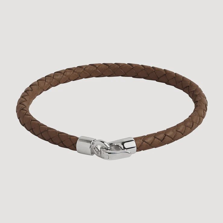The Mariner Men’s Plaited Tan Leather and Steel Bracelet