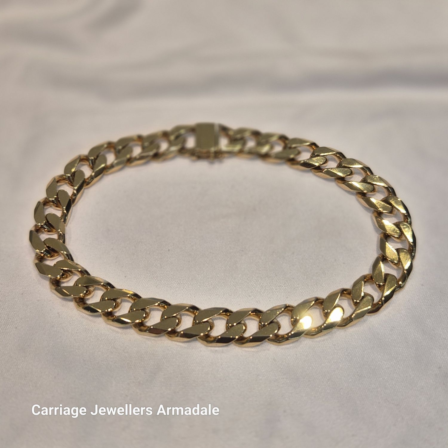 9CT BEV DIA CURB B/CLASP BRACELET