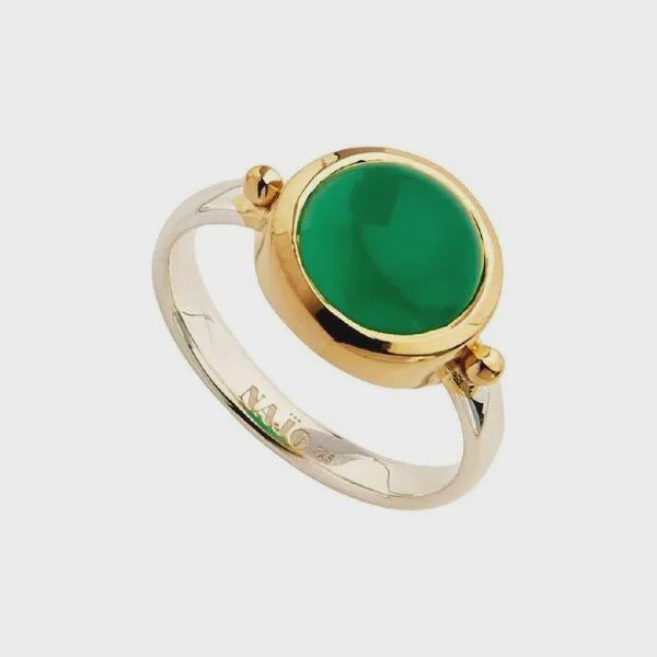 NAJO 'Garland' Two-Tone Round Green Onyx Ring R6752S