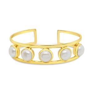 Pearl Cuff Bangle - Sterling Silver Gold Plated