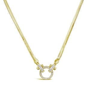 Lumi Circle Herringbone Necklace - Gold Plated